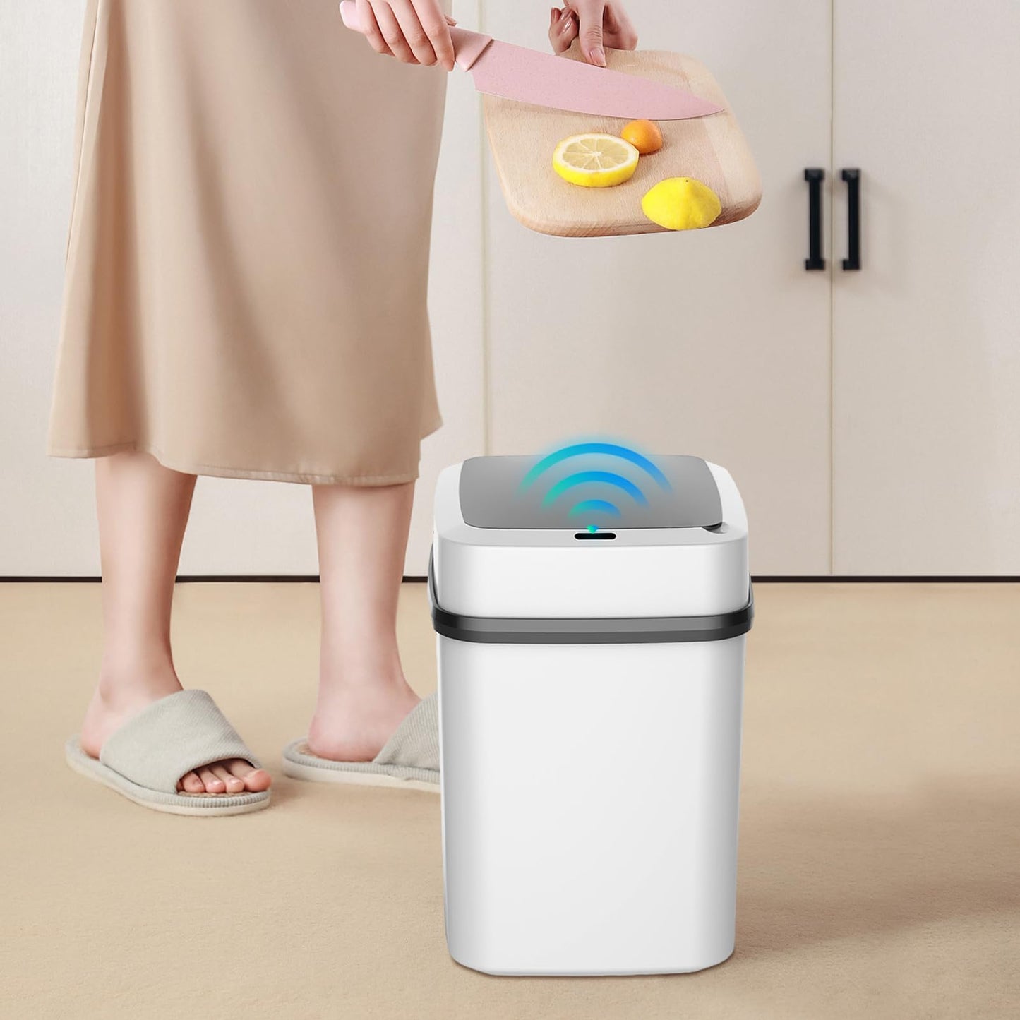 CUBO DE BASURA CON SENSOR, BLANCO