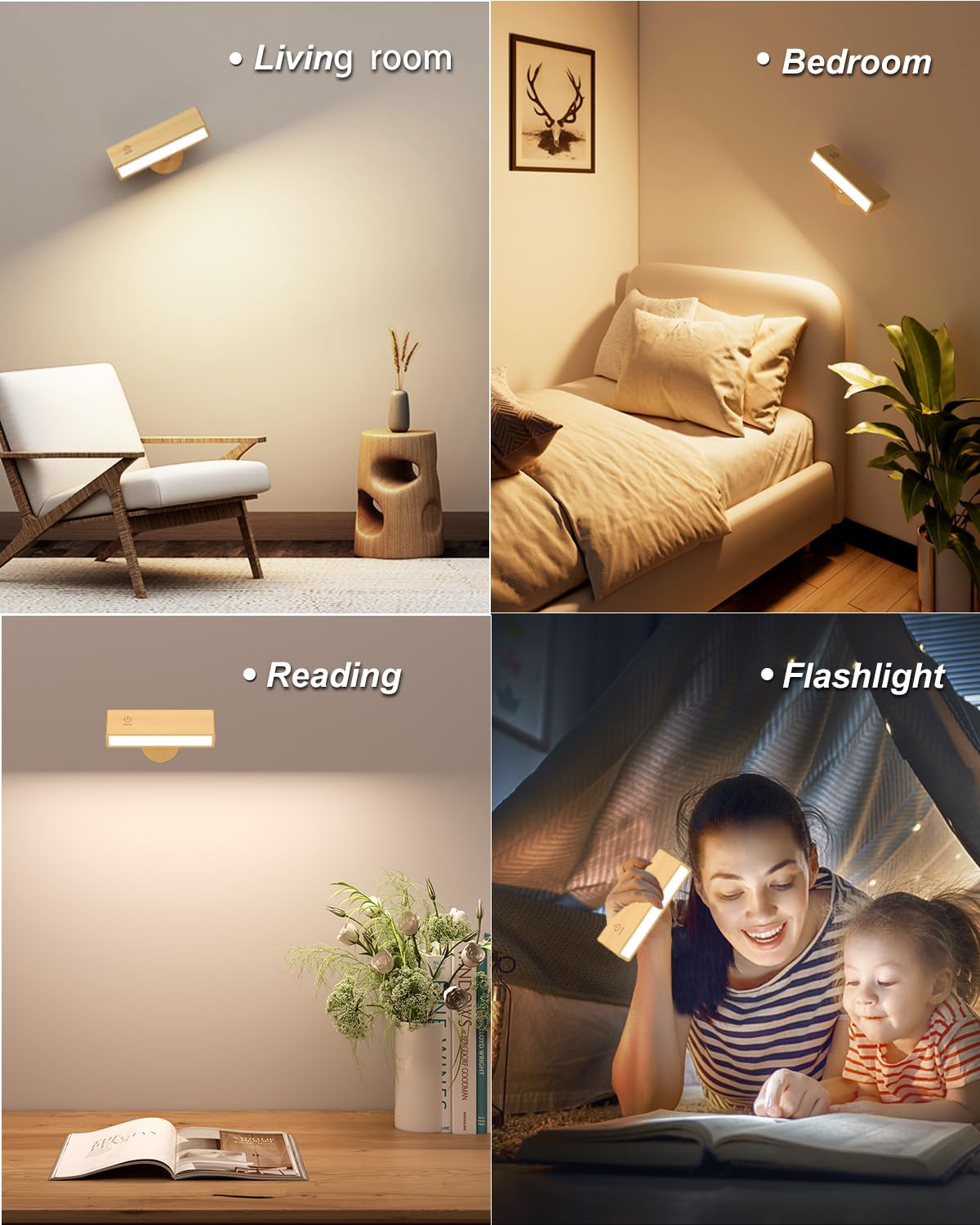 🌿💡Aplique de Pared Recargable Madera de Haya – Iluminación Sin Cable, Control Remoto, Brillo Regulable y Temporizador ⏰✨