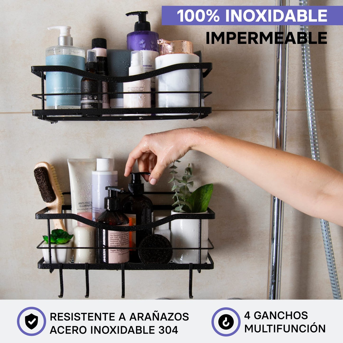 🛁🖤 Estante de Ducha Negro Mate – Elegancia, Resistencia y Funcionalidad en tu Baño 🖤🛁