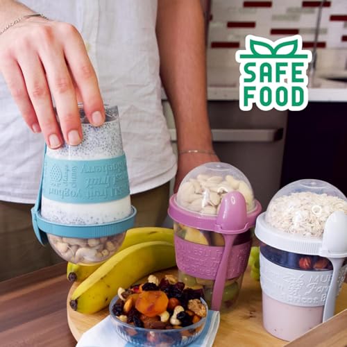 🥛 Vasos de Cereales Reutilizables con Tapa y Cuchara