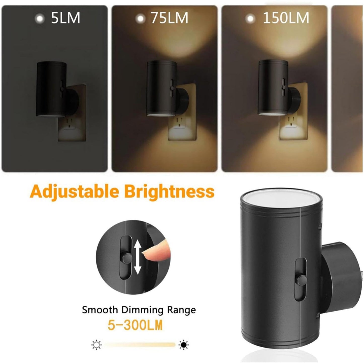 🌙💡 Luz Nocturna LED Enchufable con Sensor y Brillo Ajustable – Estilo Moderno para Dormitorio, Baño o Pasillo 🛌🚿🛤️