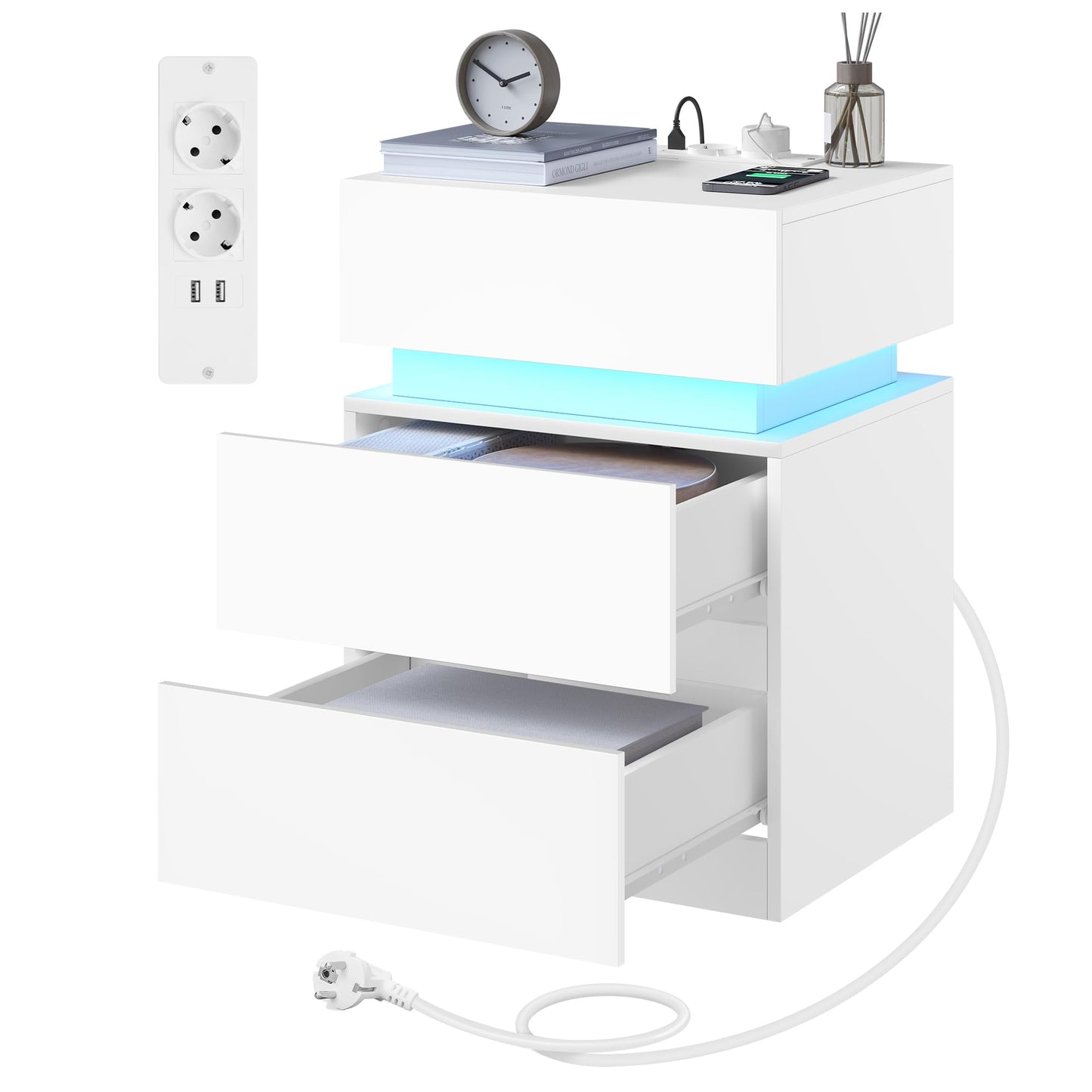 MESITA DE NOCHE CON LUZ LED