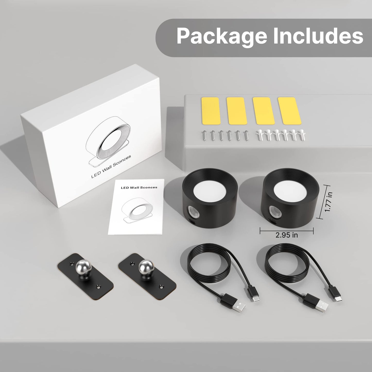 💡✨ Apliques de Pared Inalámbricos 360° con Luz LED, Táctil, Recargable USB – 3 Tonos de Luz y Brillo Ajustable 🔋🖐️