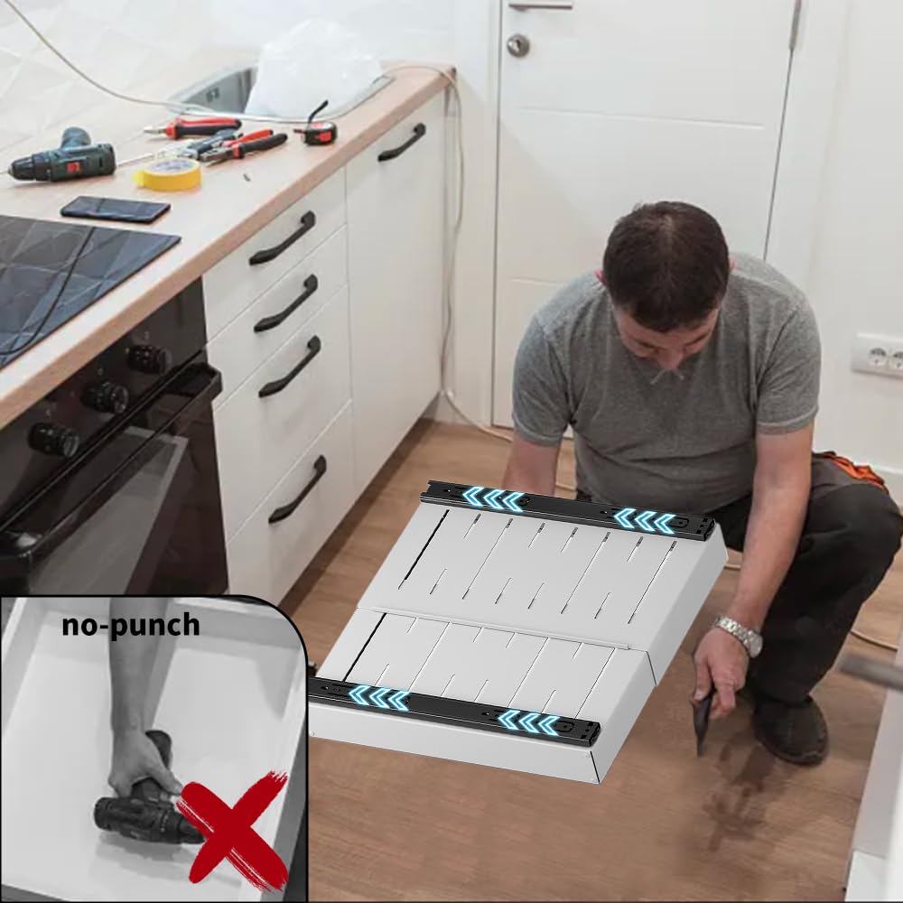 🗄️✨ Organizador de Cocina Extensible – Cajón Telescópico Blanco para Tablas y Bandejas 🥄🔪