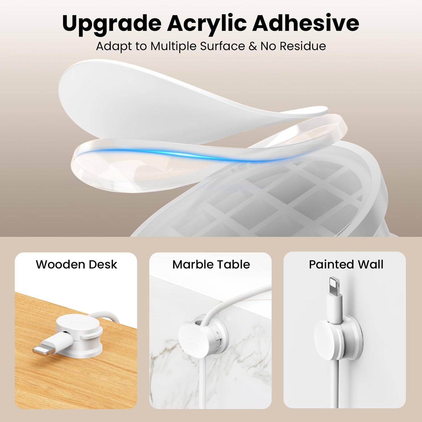 Organizador de cables– Blanco✨, 12 Pcs