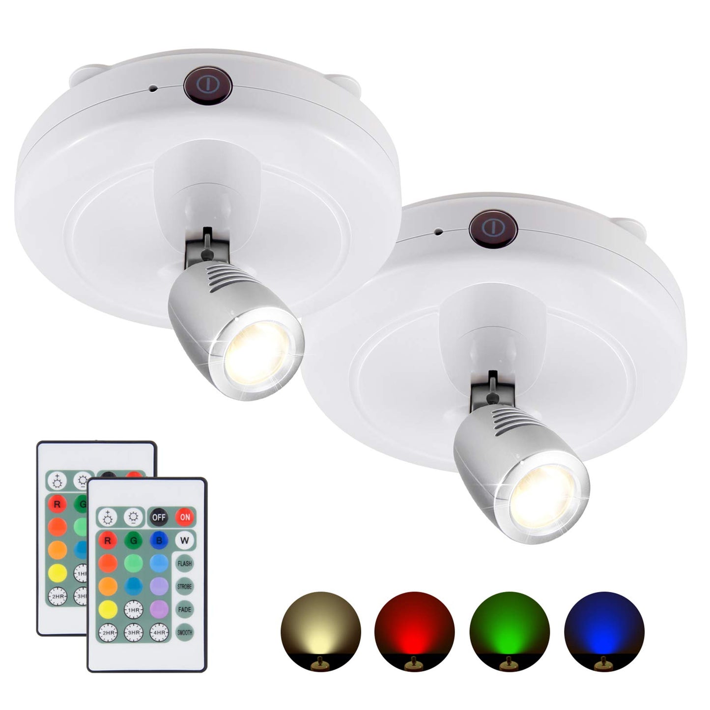 FOCO LED INALÁMBRICO CON BATERÍA Y CONTROL REMOTO, 2 PZS