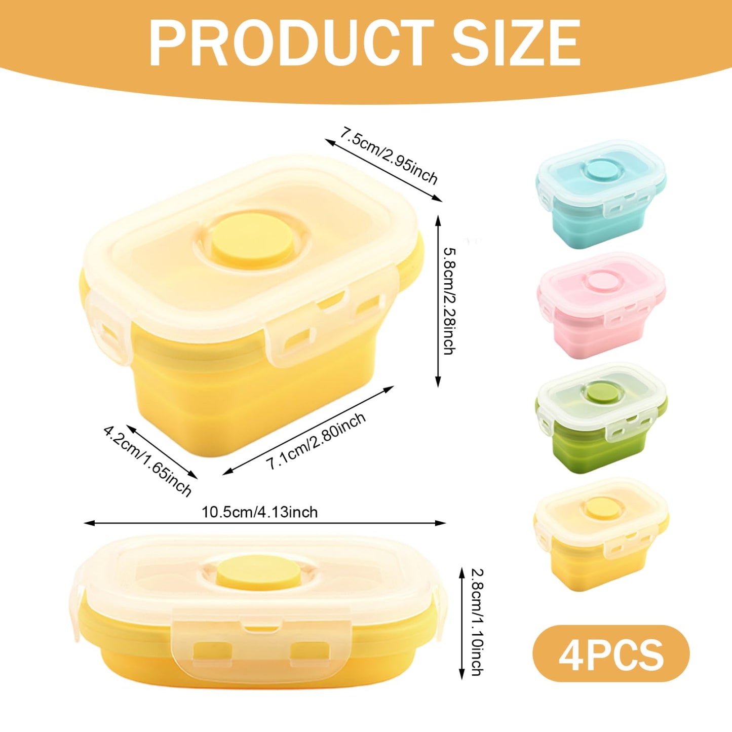 🍱 Set de 4 Mini Recipientes Plegables 🌈