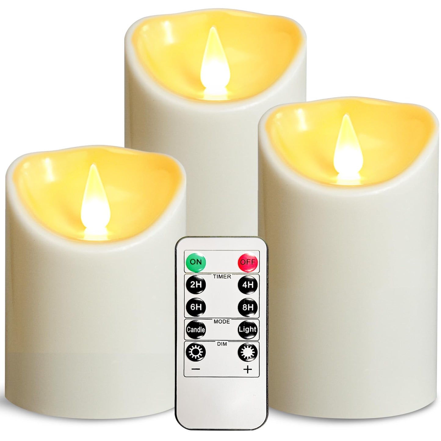 🕯️✨ Set de 3 Velas LED Sin Llama para Exteriores con Control Remoto – Temporizador y Brillo Ajustable 🏡🔋