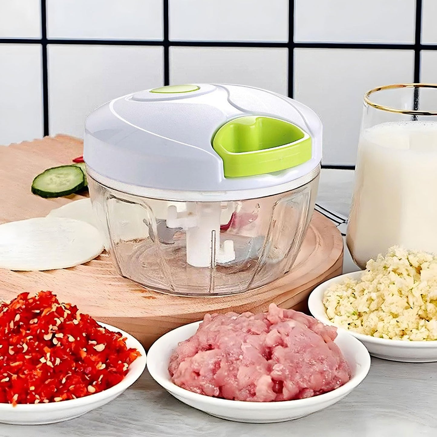 🧄⚡ Picadora Manual de Ajo y Verduras – Blanca 🥕🔪