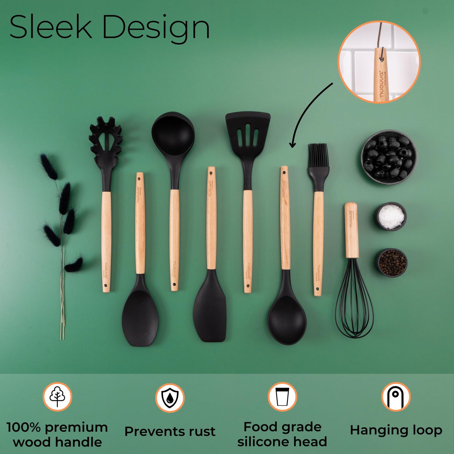 🍳✨ Juego de Utensilios de Cocina – Set Completo de 35 Piezas en Negro 🖤