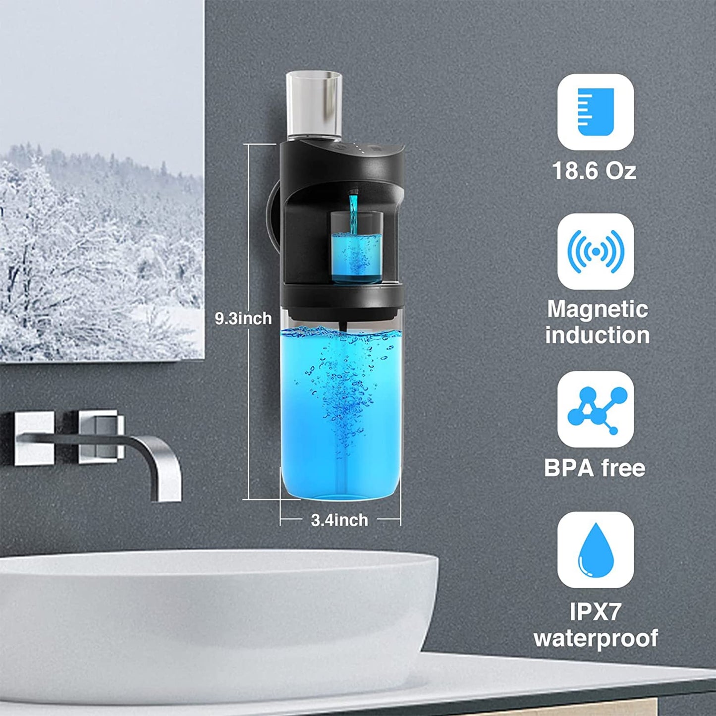 🦷💧 Dispensador de Enjuague Bucal Montado en la Pared – Antigoteo, Automático y Recargable 🪥⚡