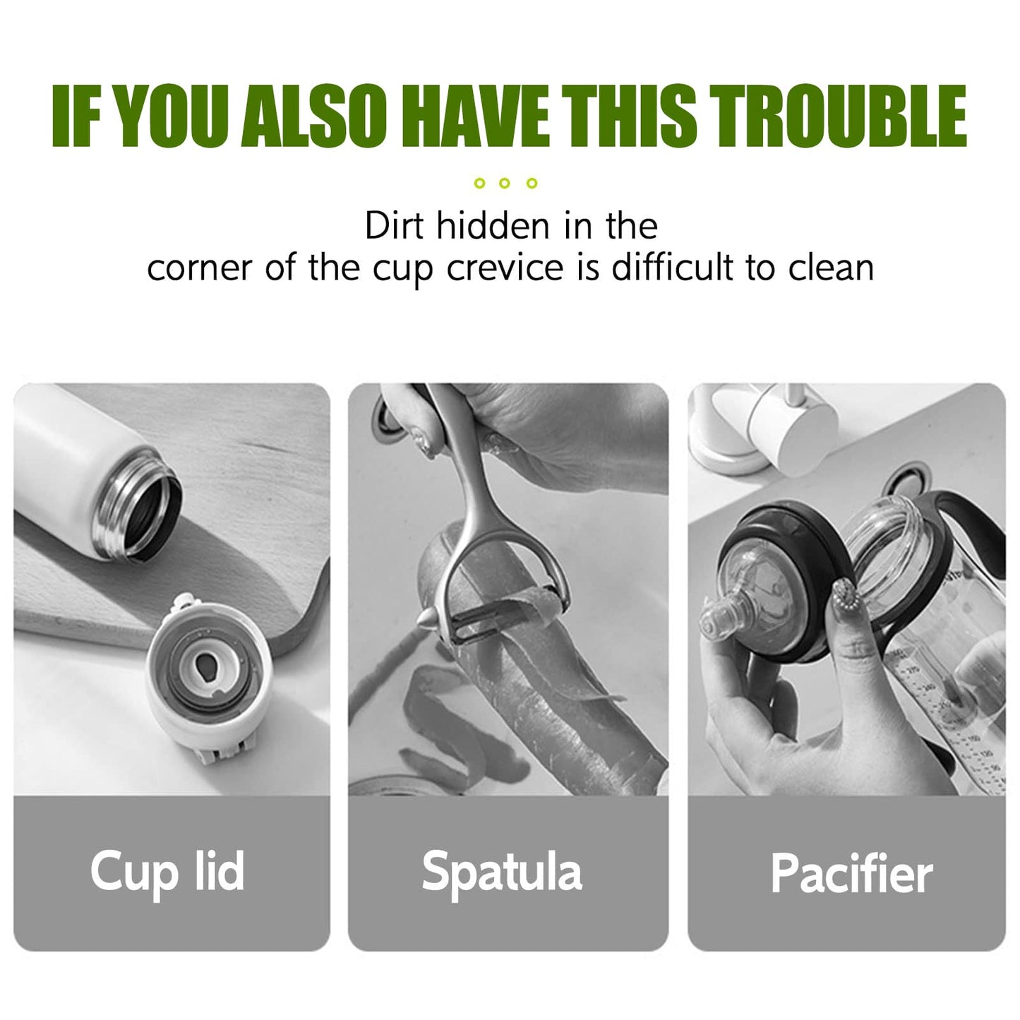 🧽 Set de 3 Cepillos de Limpieza 3 en 1 para Botellas y Tazas – Compactos, Resistentes y Súper Prácticos