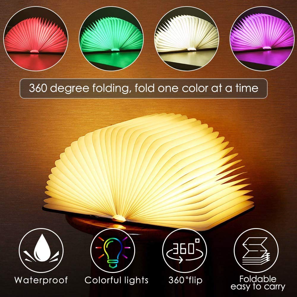 📖✨ Lámpara Libro LED – Luz Ambiental Plegable Multicolor con Carga USB y Diseño Magnético 🌈🔋