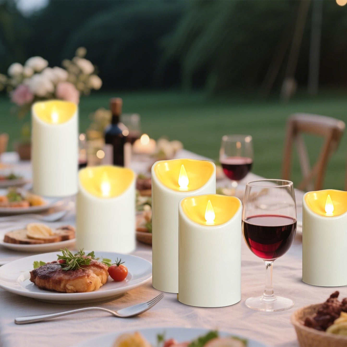 🕯️✨ Set de 3 Velas LED Sin Llama para Exteriores con Control Remoto – Temporizador y Brillo Ajustable 🏡🔋