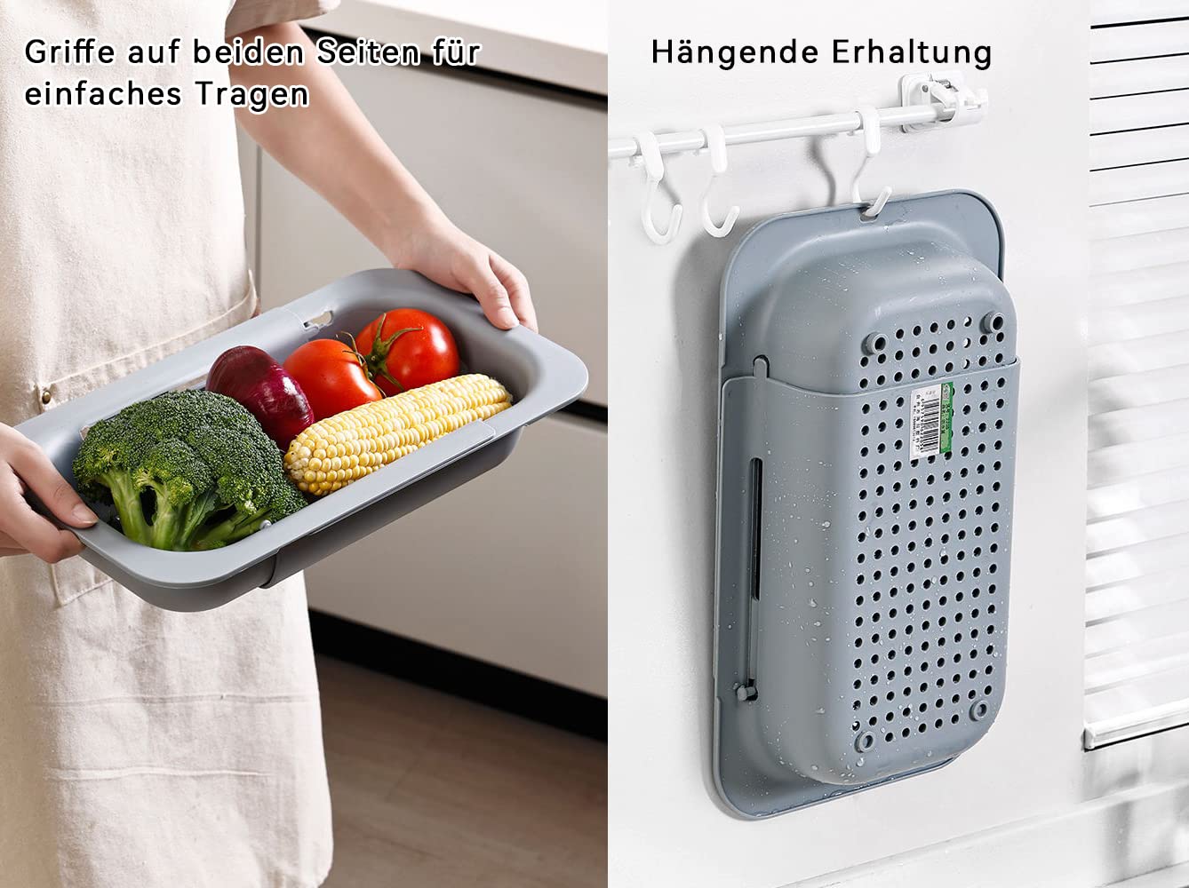 🧼 Cesta Colador Extensible para Fregadero (Gris Oscuro)