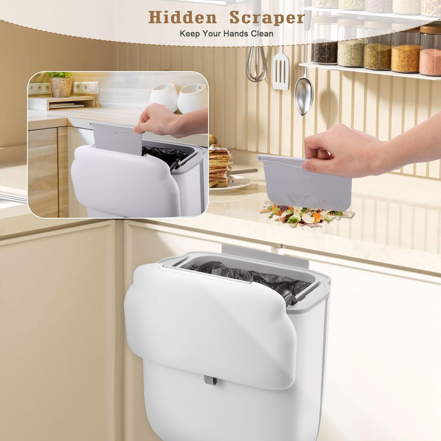 CUBO BASURA PLEGABLE, BLANCO