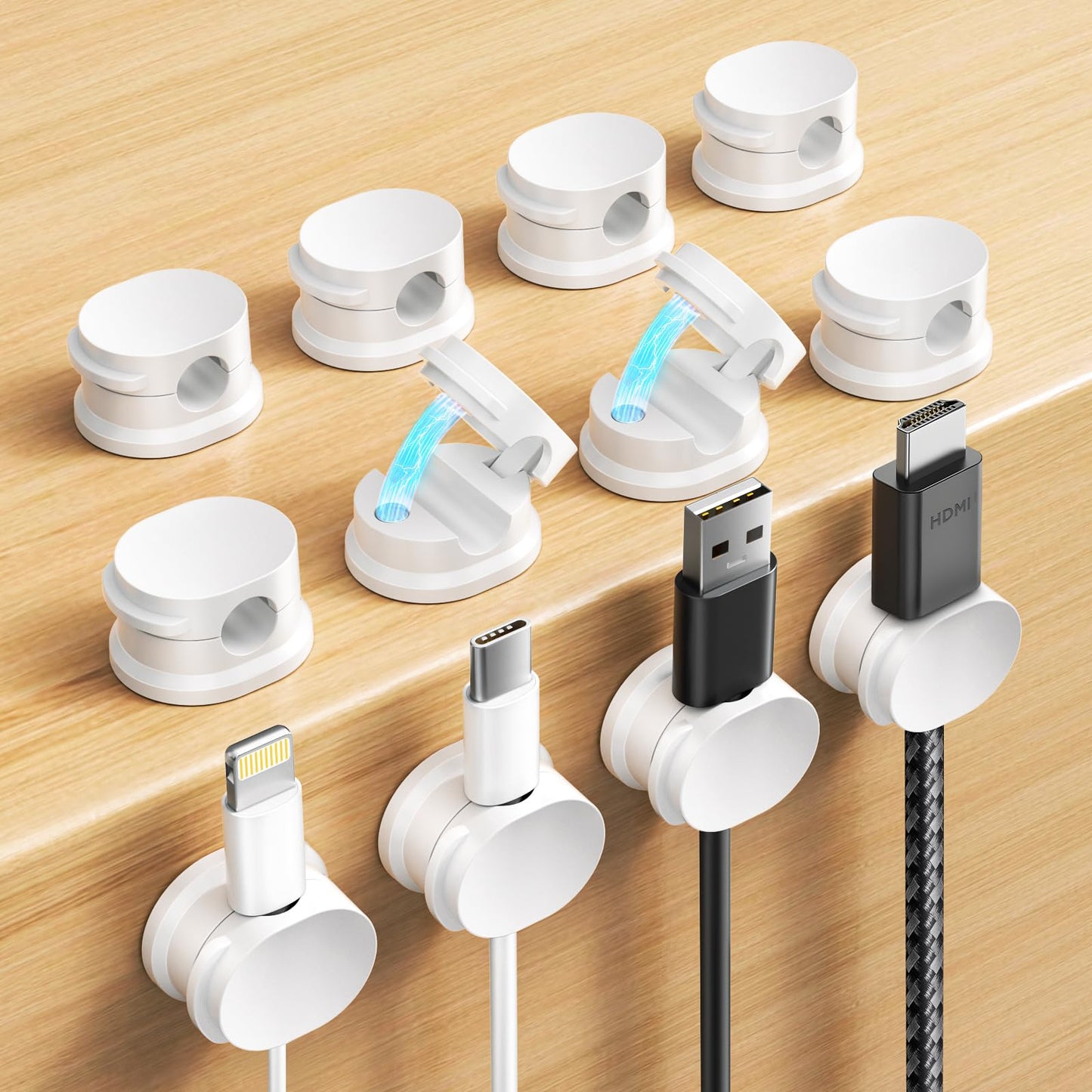 Organizador de cables– Blanco✨, 12 Pcs