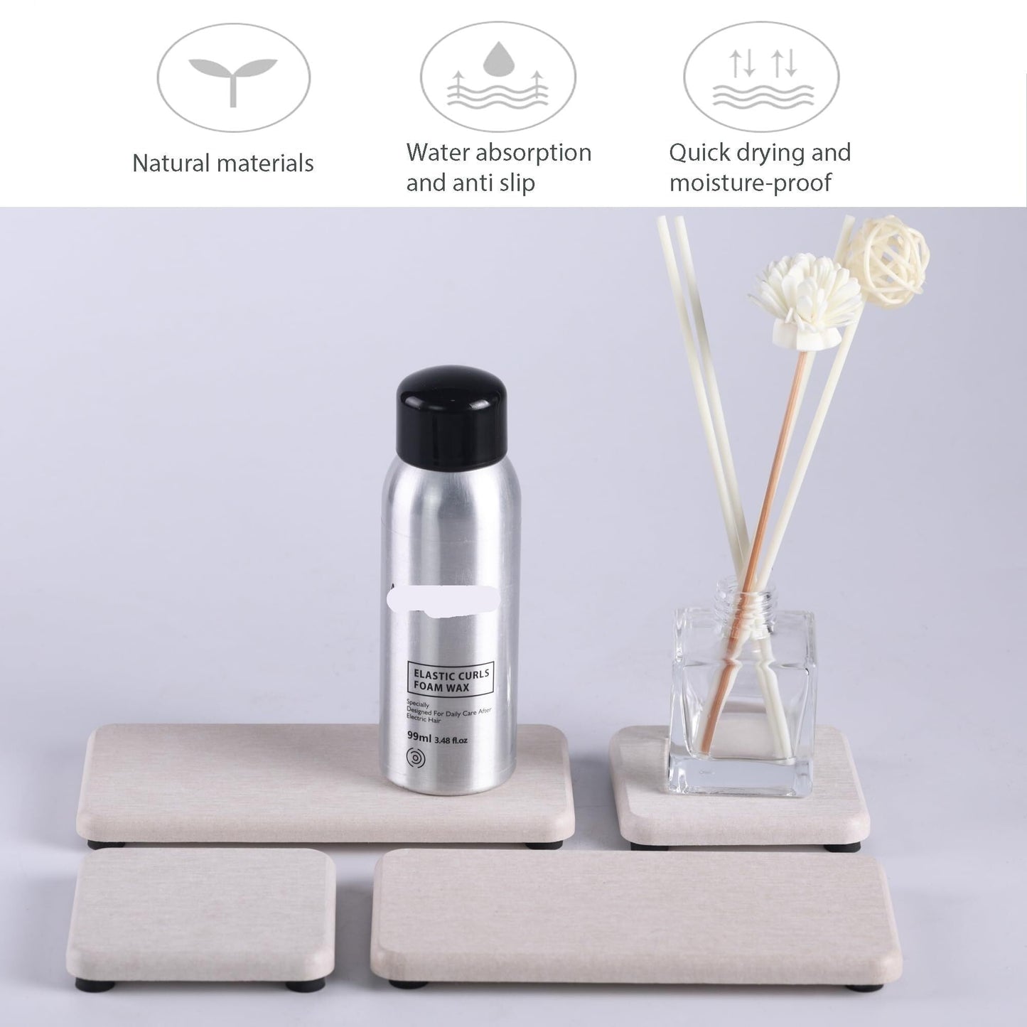 🧼 Tapetes de Secado Súper Absorbentes (Set de 4 – Gris Claro)