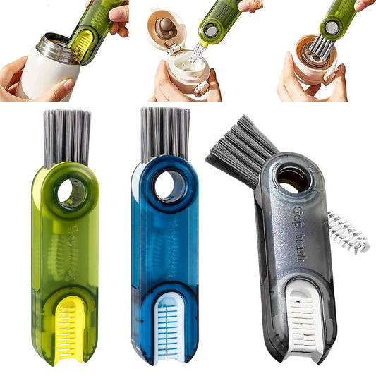 🧽 Set de 3 Cepillos de Limpieza 3 en 1 para Botellas y Tazas – Compactos, Resistentes y Súper Prácticos