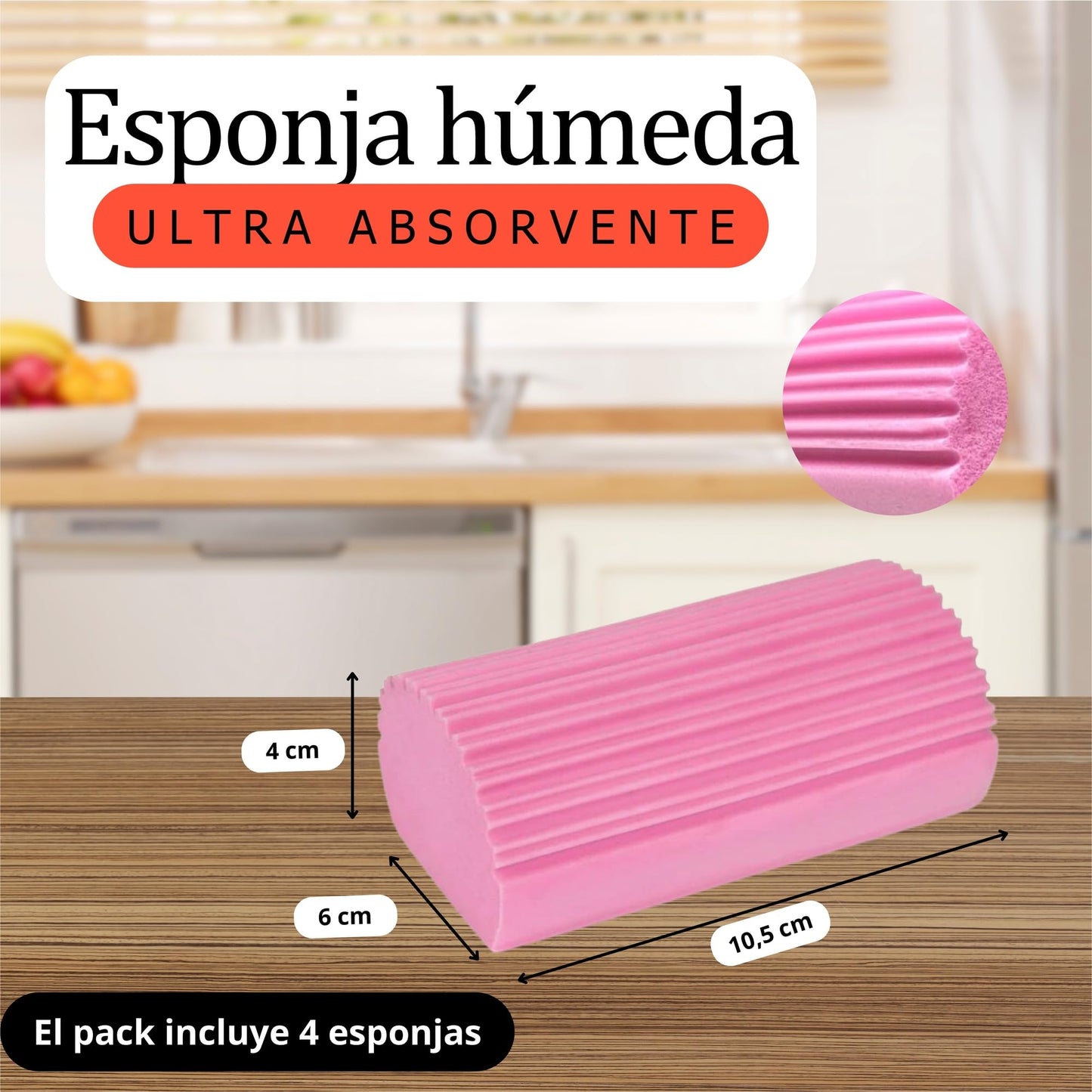 ESPONJAS DE LIMPIEZA, 4 PZS