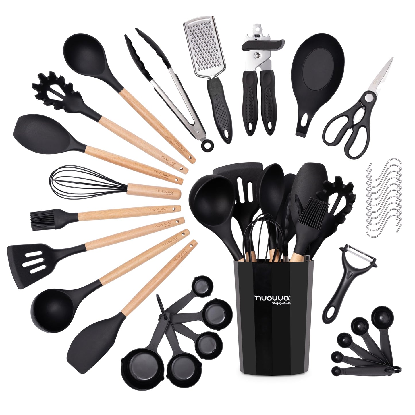 🍳✨ Juego de Utensilios de Cocina – Set Completo de 35 Piezas en Negro 🖤