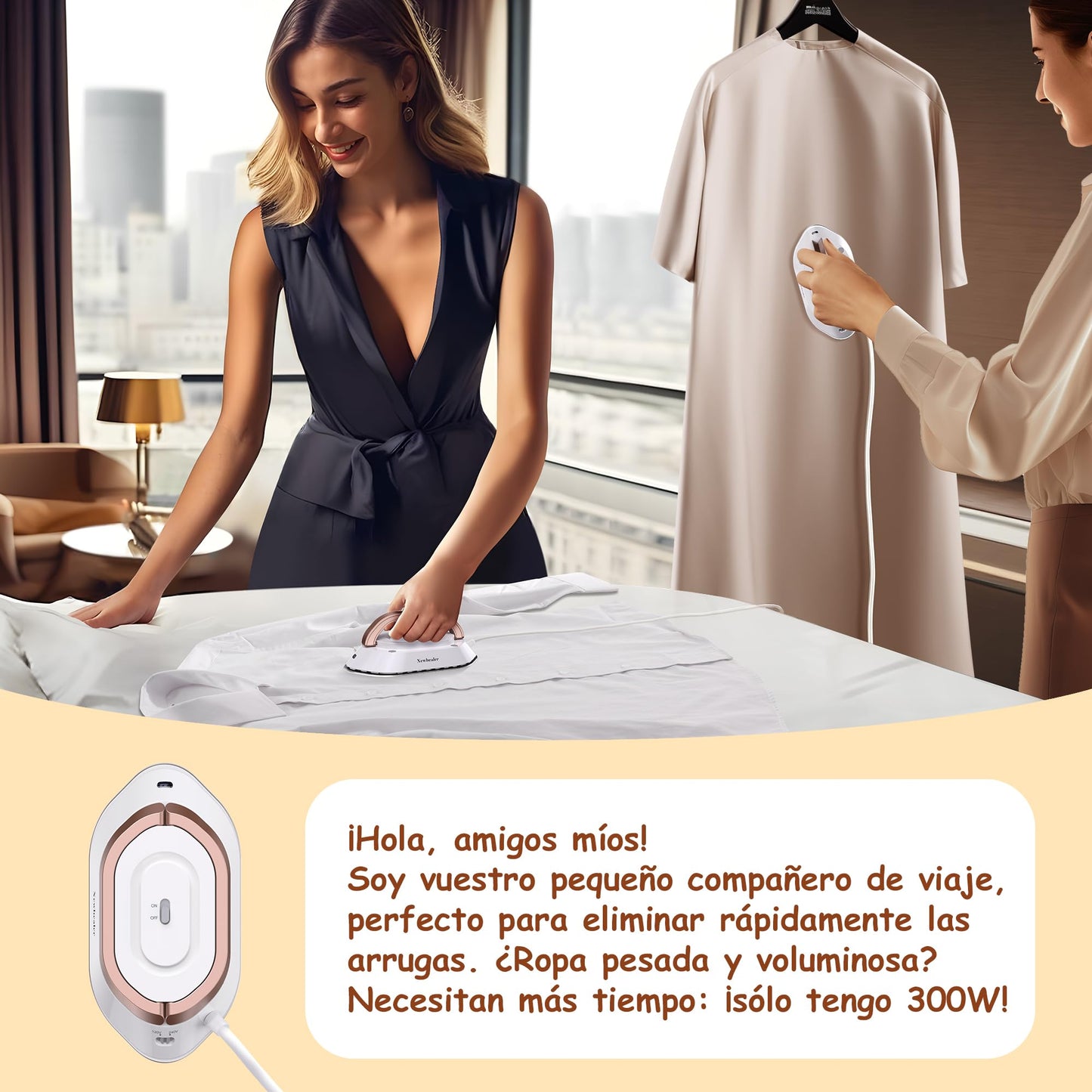 ✨🔥 Mini Plancha Portátil – Oro Compacta y Eficiente 🌍👚