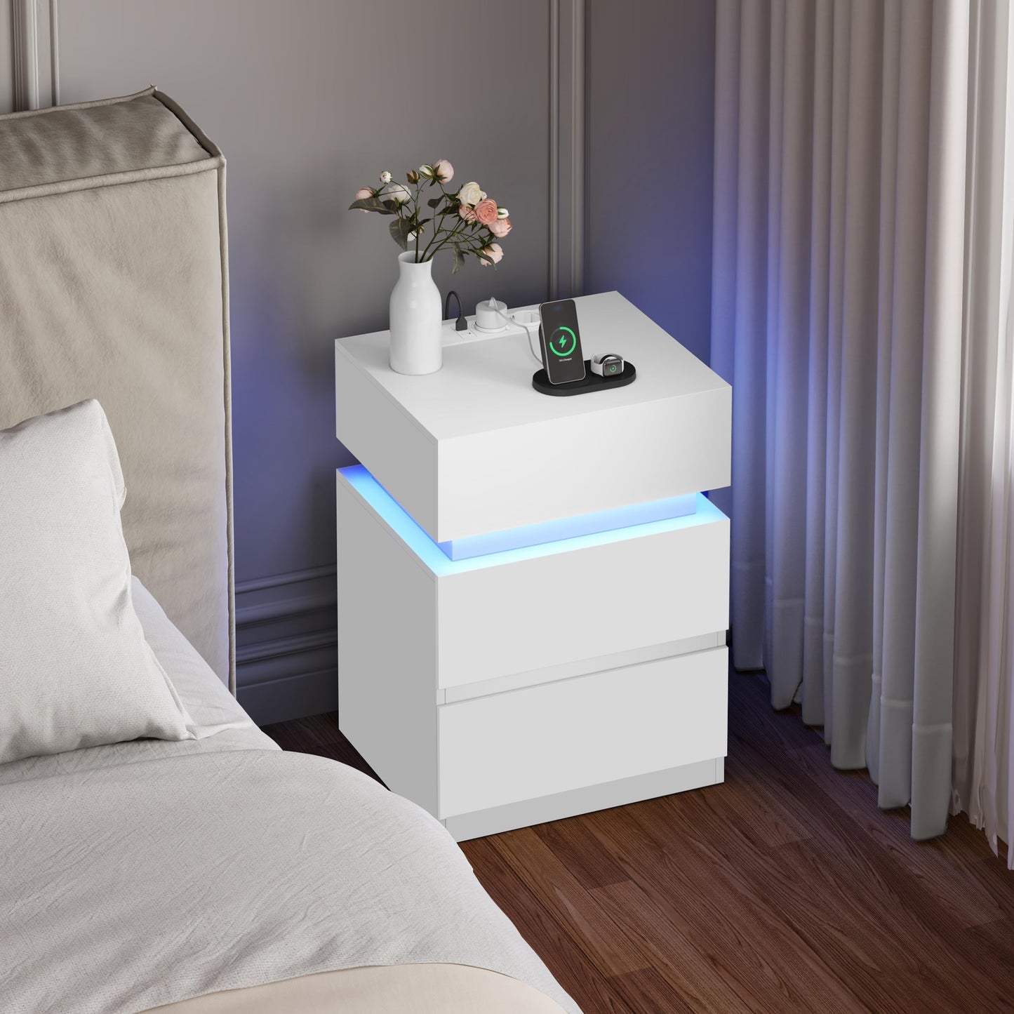 MESITA DE NOCHE CON LUZ LED