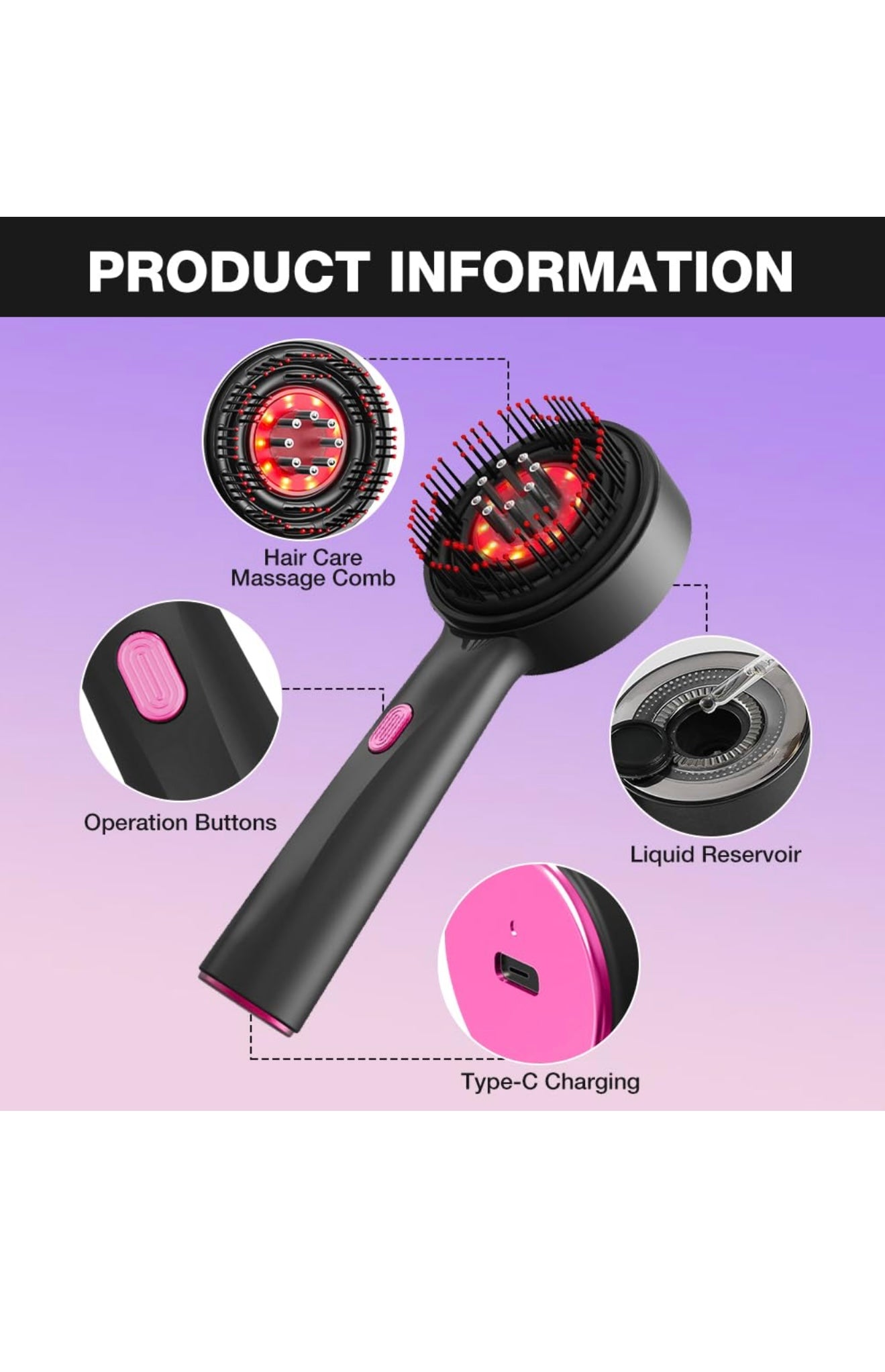 💆‍♀️🧠✨ Cepillo Masajeador Estimulante del Crecimiento Capilar 🌿💪🧴